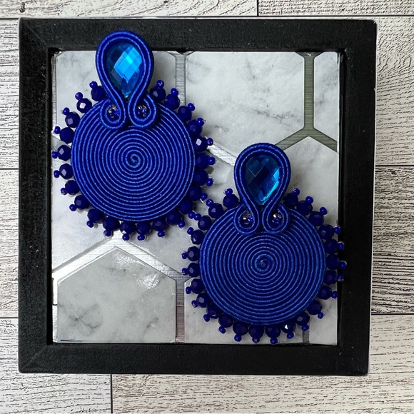 Elegant Royal Blue Stylish Earrings - Statement Glam Earrings - Trendy Earrings - Picture 8 of 8